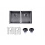 Gun Metal Grey Stainless Steel Handmade Double Bowls Top/Undermount Kitchen/Laundry Sink 820x457x230mm